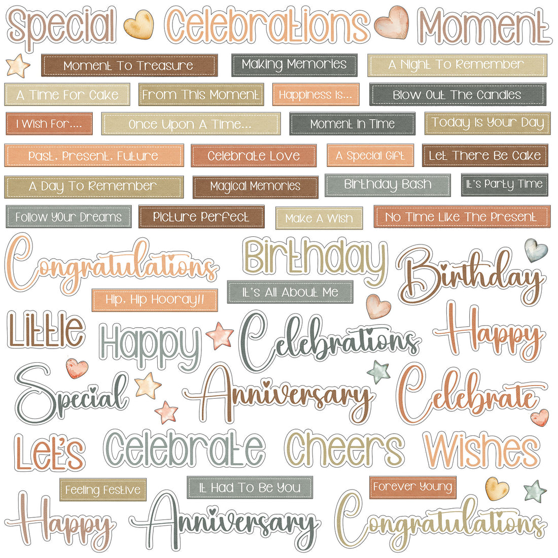 49 and Market LITTLE CELEBRATIONS Chipboard Words 61pc