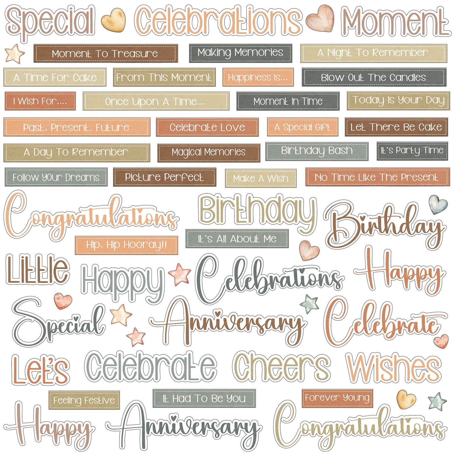 49 and Market LITTLE CELEBRATIONS Chipboard Words 61pc