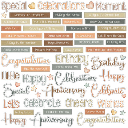 49 and Market LITTLE CELEBRATIONS Chipboard Words 61pc