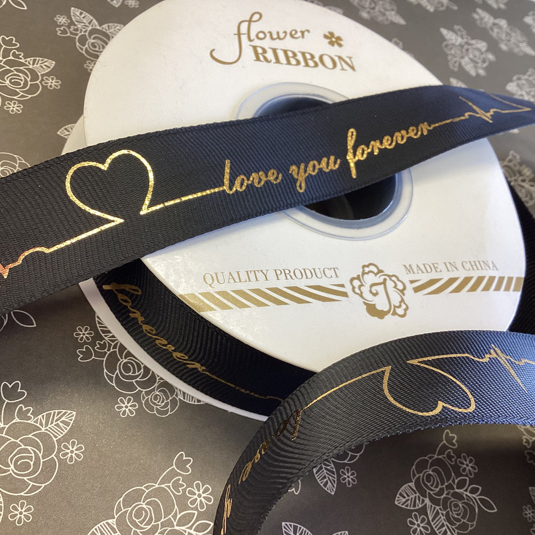 Flower Ribbon LOVE YOU FOREVER Heart Beat