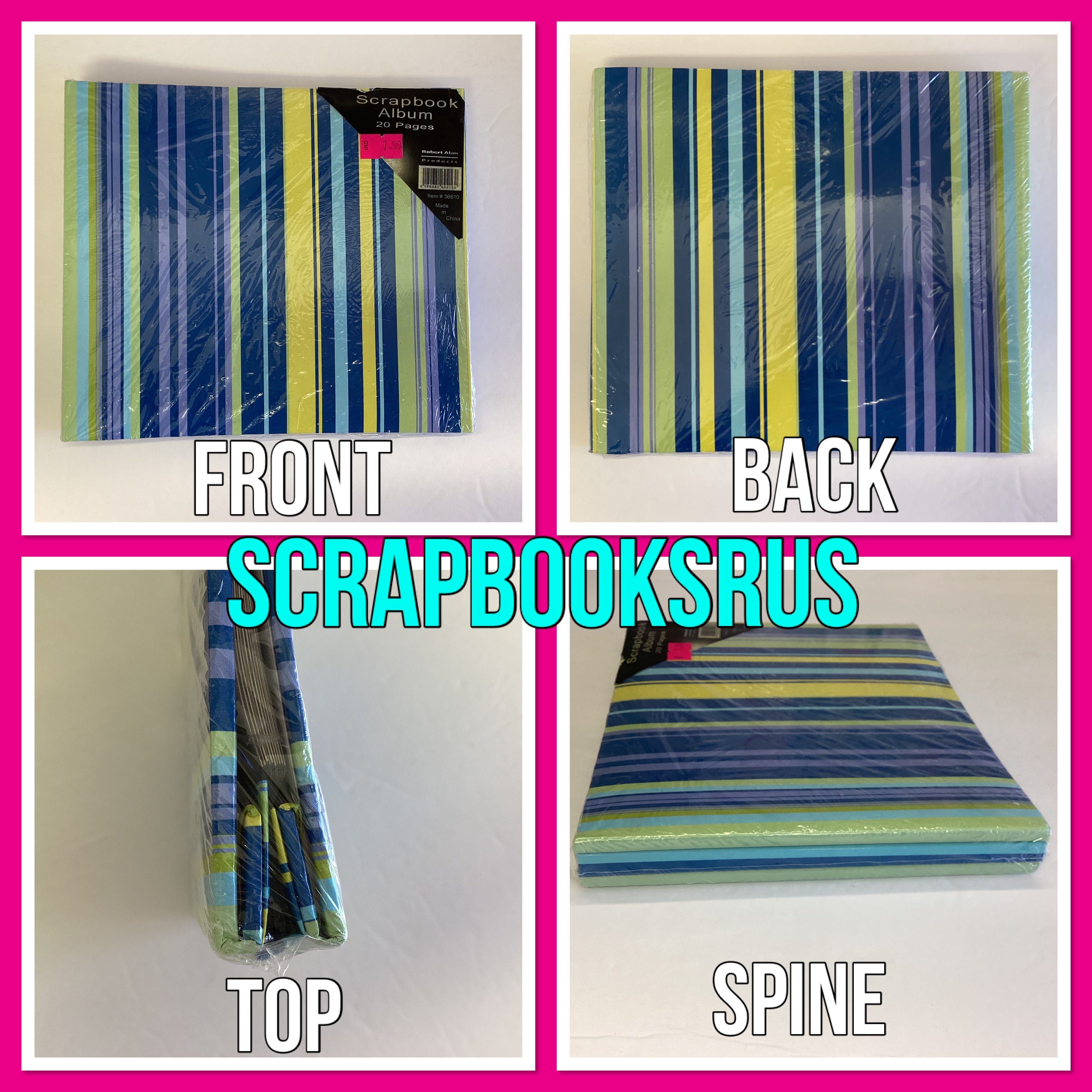 Robert Alan STRIPED 6&quot;X6&quot; Mini Scrapbook Album