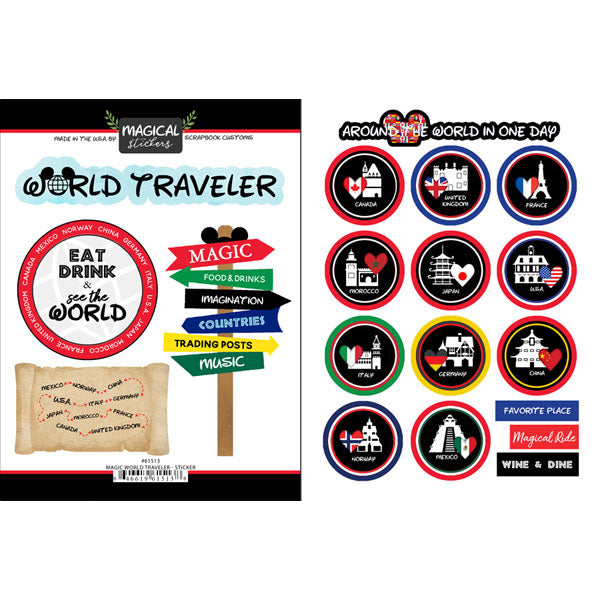 Scrapbook Customs MAGIC WORLD TRAVELER Stickers 19pc