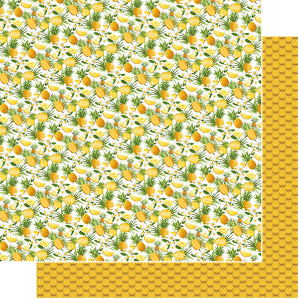 Patterned paper with pineapple design on a white background