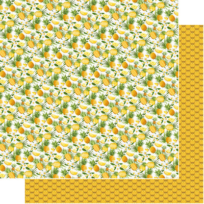 Patterned paper with pineapple design on a white background