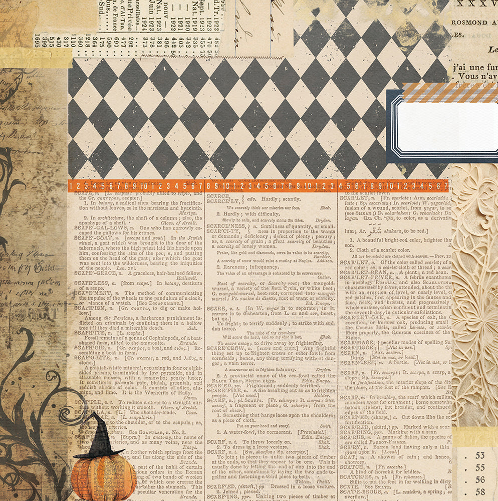 Photoplay Halloween Junque PUMPKIN PATCH 12X12 Scrapbook Paper