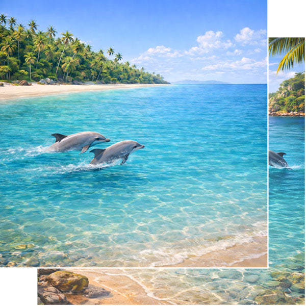 Scrapbook Customs DOLPHIN ENCOUNTER EXCURSION 12"X12" Scrapbook Paper