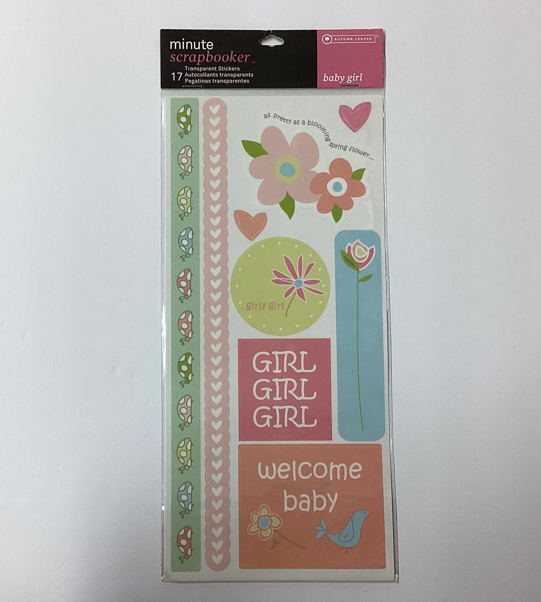 Autumn Leaves BABY GIRL Transparent Stickers 17pc
