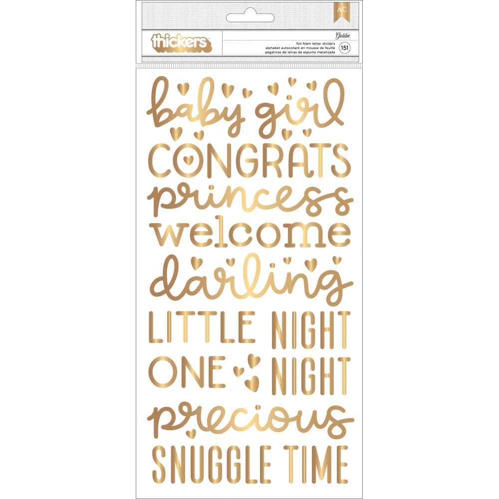 Thickers Pebbles Night Night GOLDIE Puffy Phrase Stickers 151pc