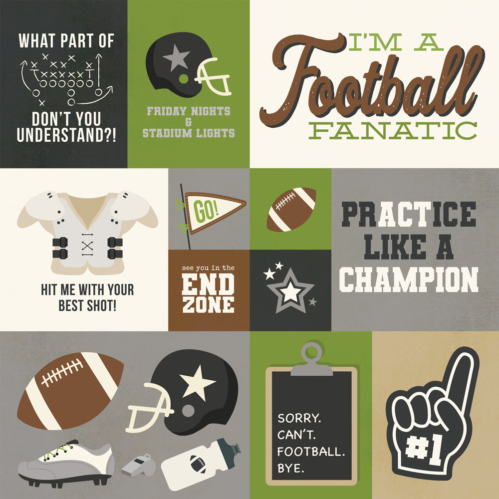 Simple Stories FOOTBALL ELEMENTS 12X12 Scrapbook Paper