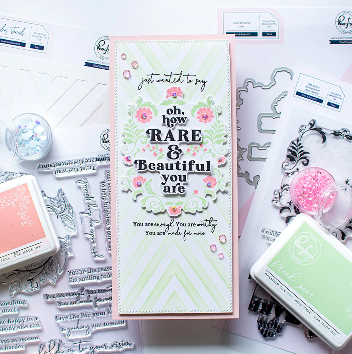 Pinkfresh Studio INVERTED DIAMOND Slim Crafting Stencil 1pc