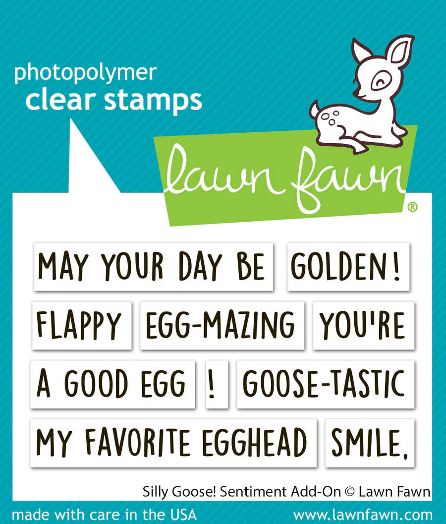 Lawn Fawn SILLY GOOSE SENTIMENT ADD-ON Clear Stamps 10pc