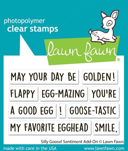 Lawn Fawn SILLY GOOSE SENTIMENT ADD-ON Clear Stamps 10pc