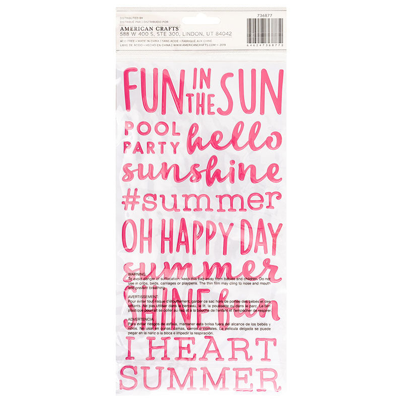 Thickers Pebbles Fun in the Sun SUNSHINE Puffy Phrase Stickers 118pc