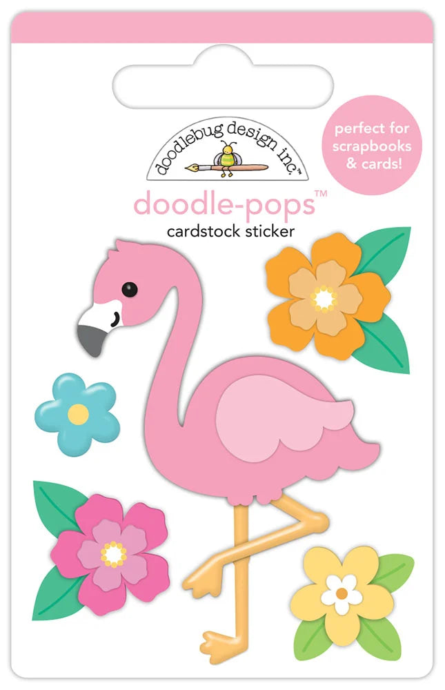 Doodlebug Doodle-Pops Summer FLORA FLAMINGO 3D Stickers