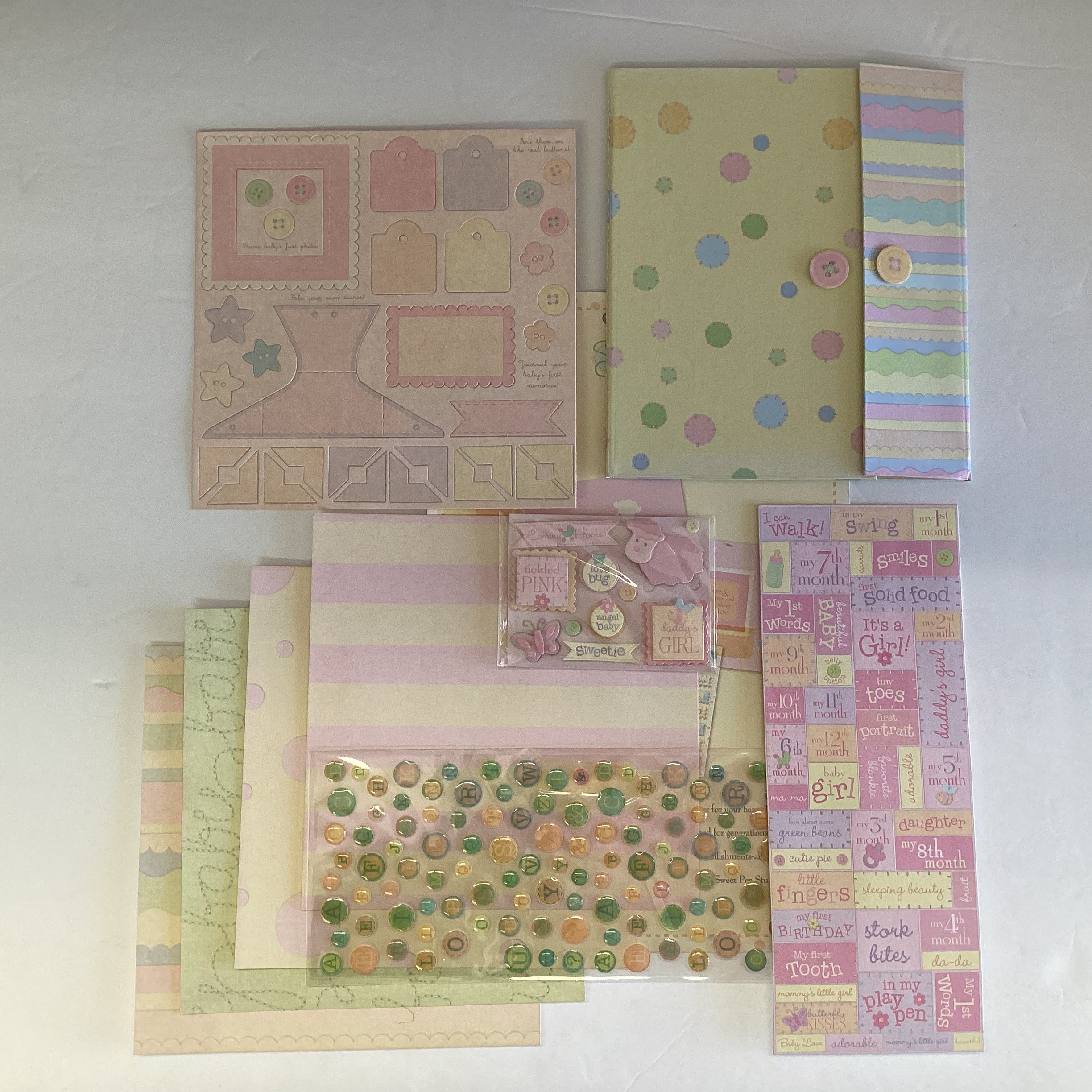 K&amp;Company Sweet Pea BABY GIRL 6.5”X5.5” Mini Scrapbook Kit 220pc