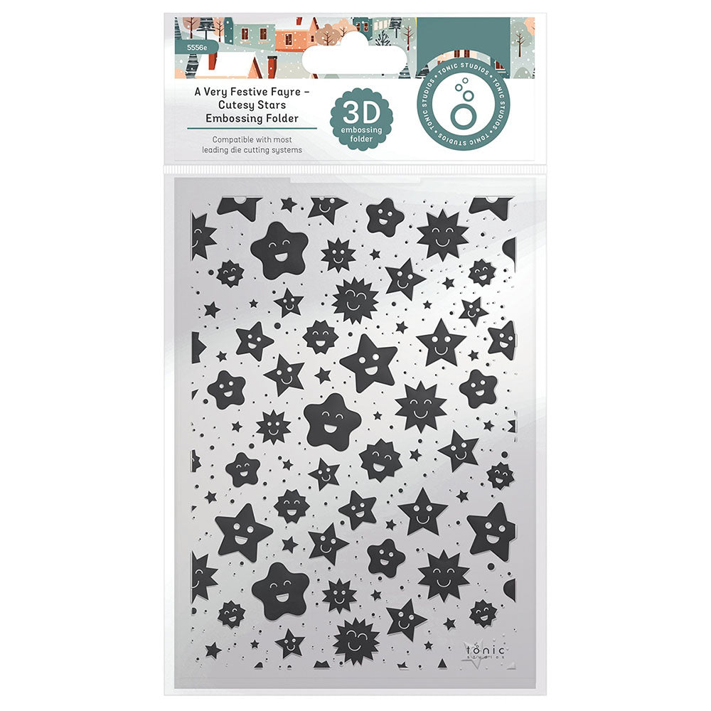 Tonic Studios A Very Festive Fayer CUTESY STARS Embossing Folder