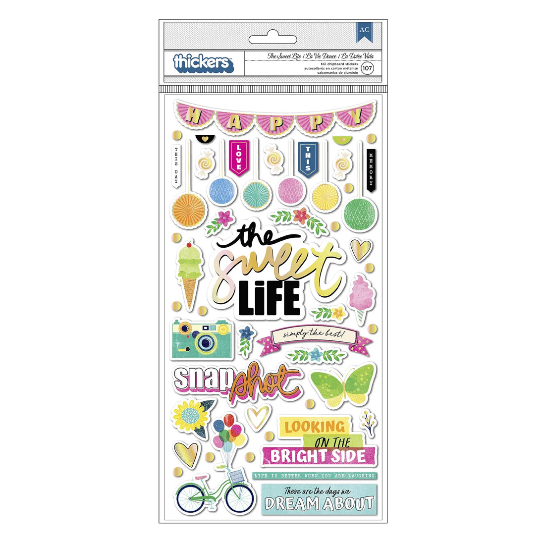 THICKERS Vicki Boutin Sweet Rush THE SWEET LIFE Foil Chipboard Stickers 107pc