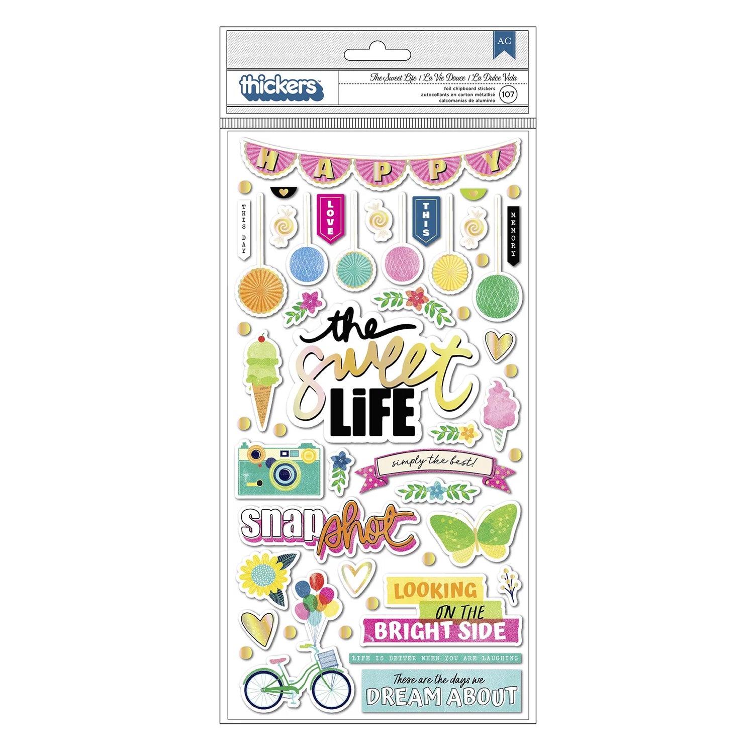 THICKERS Vicki Boutin Sweet Rush THE SWEET LIFE Foil Chipboard Stickers 107pc