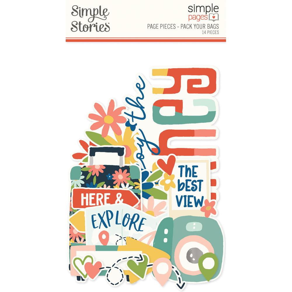 Simple Stories PACK YOUR BAGS Page Pieces 14pc