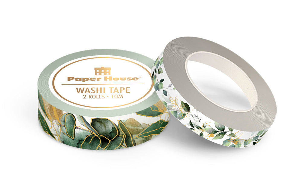 Paper House GREEN LEAVES Washi Tape 2 Rolls