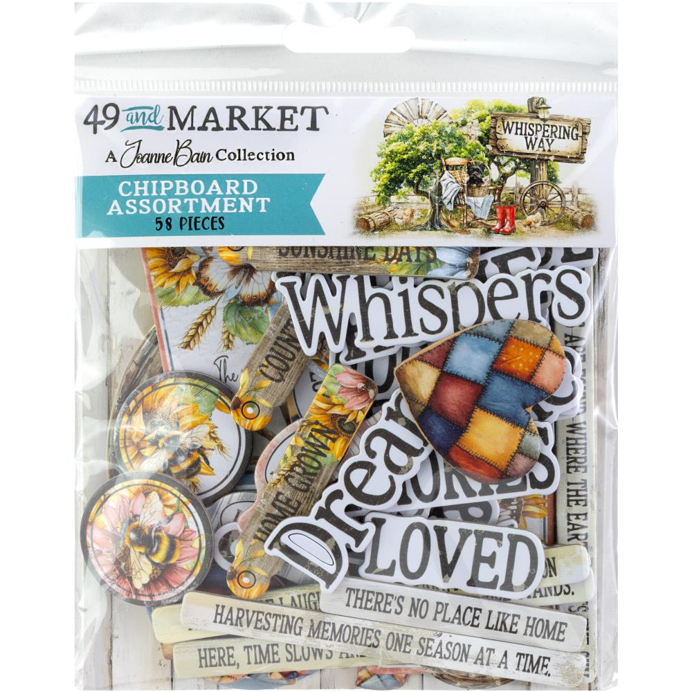 49 and Market WHISPERING WAY Chipboard Assortment 58pc