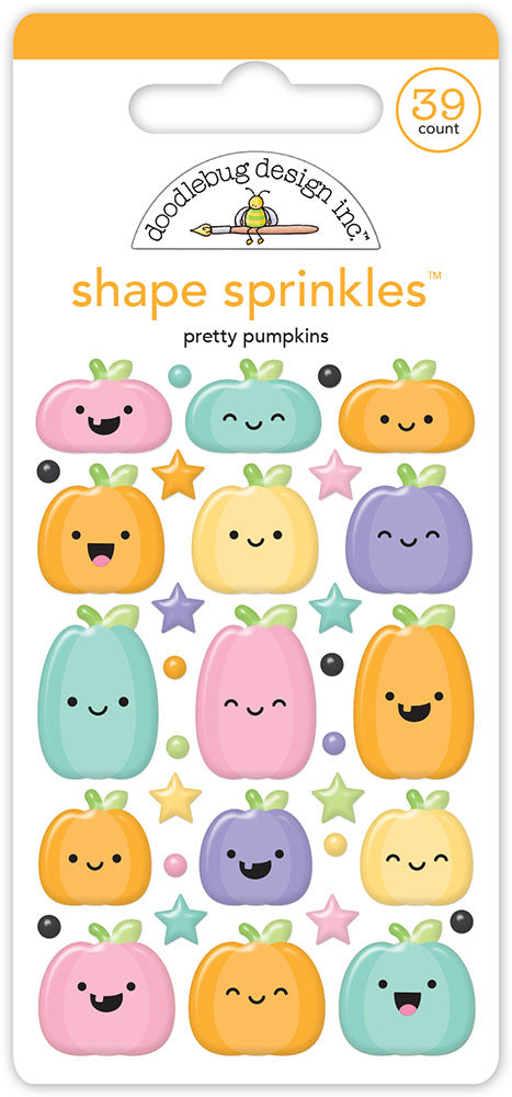 Doodlebug Sweet &amp; Spooky PRETTY PUMPKINS Shape Sprinkles Stickers 34pc