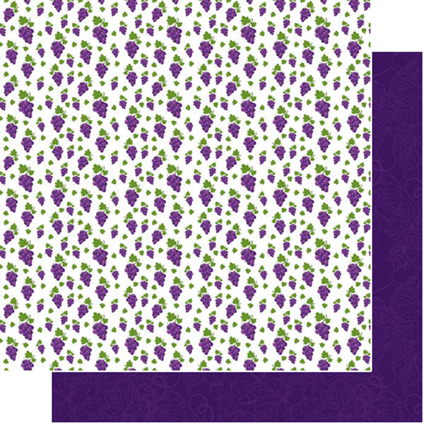 Scrapbook Customs PURPLE GRAPES FRUIT 12"X12" Scrapbook Paper