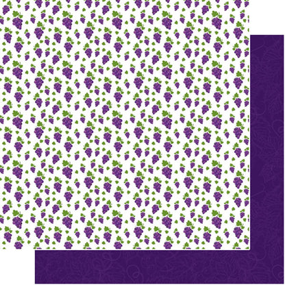 Scrapbook Customs PURPLE GRAPES FRUIT 12"X12" Scrapbook Paper