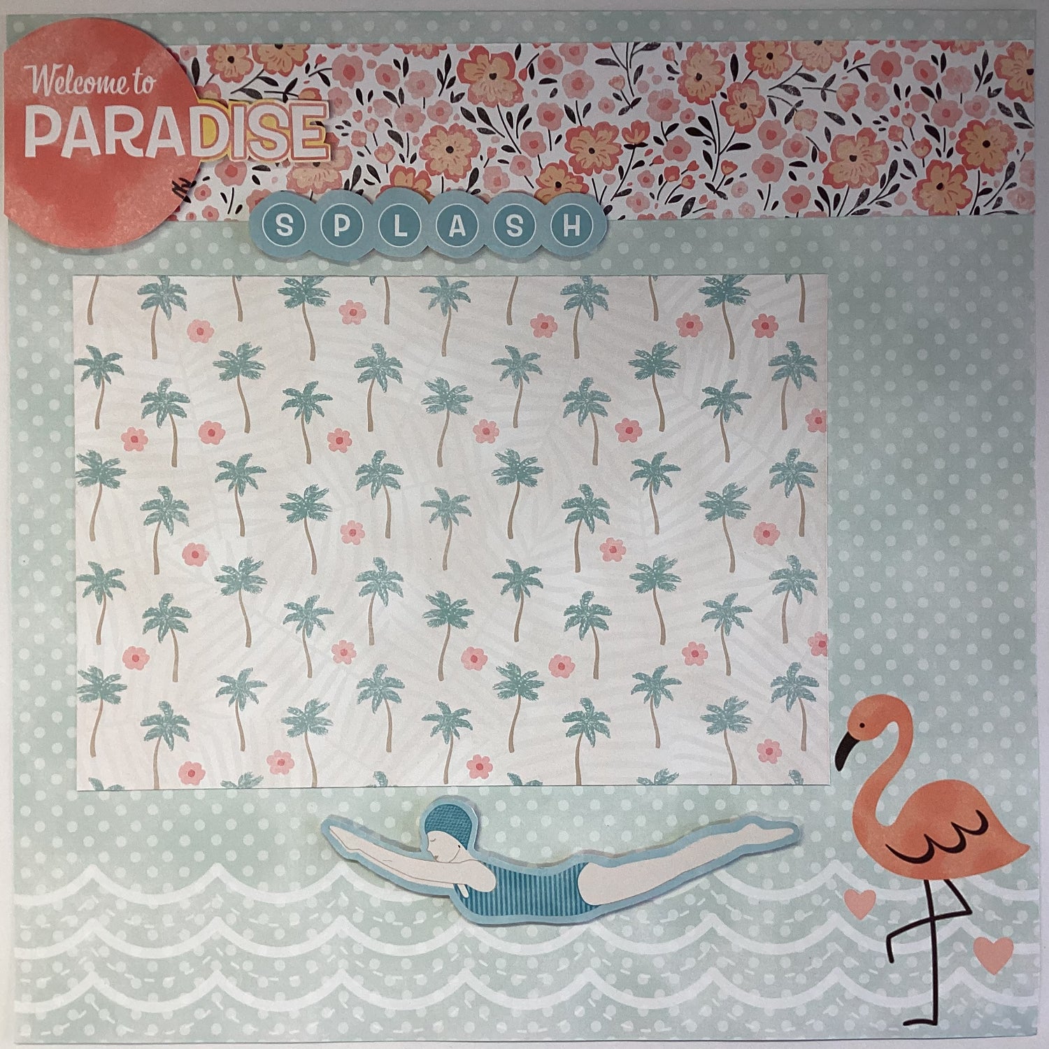 Premade ALOHA PARADISE (2) 12”X12” Scrapbook Pages