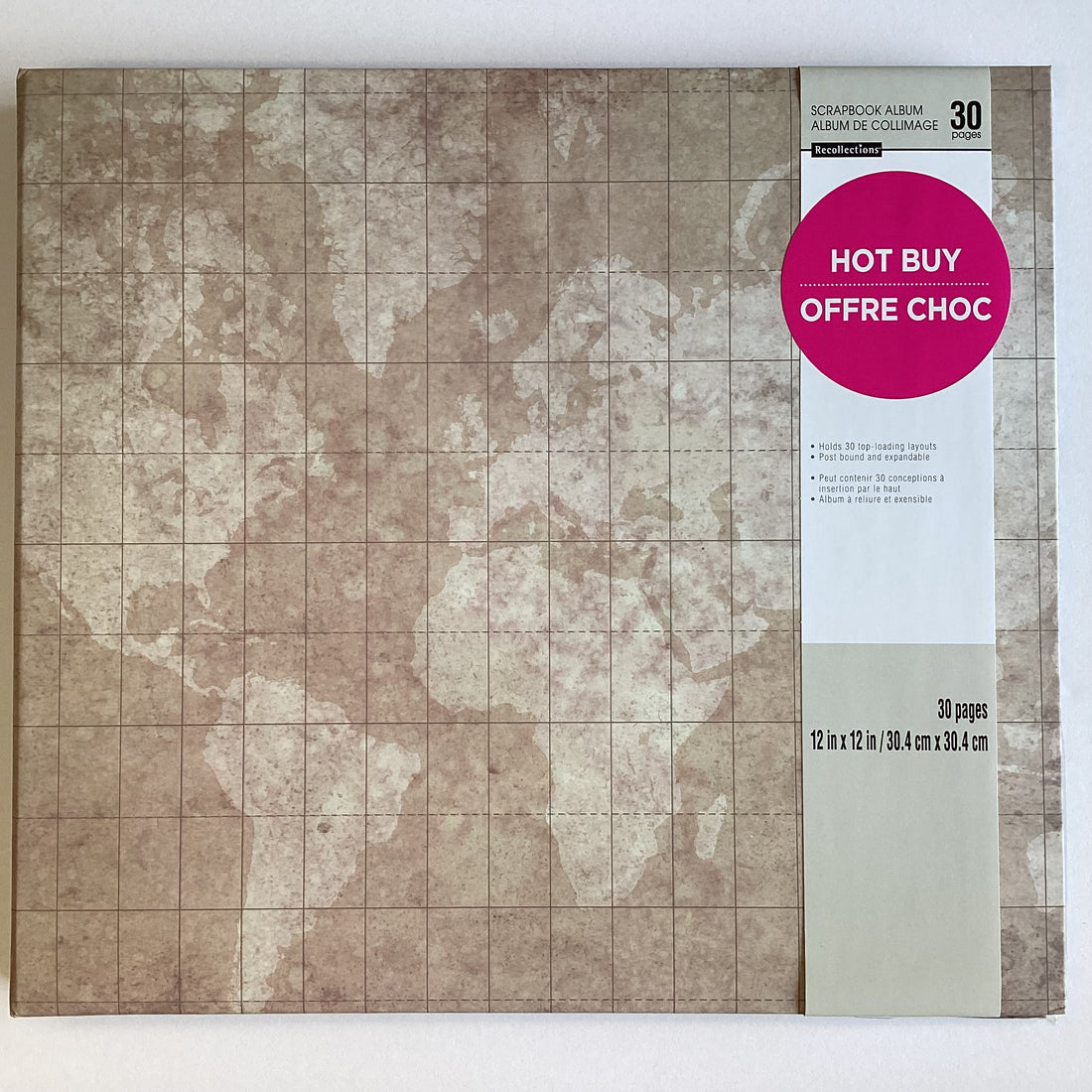 Recollections WORLD MAP 12"X12" Scrapbook Album