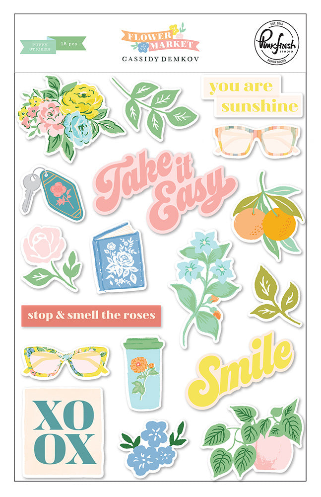 Pinkfresh Studio Flower Market PUFFY STICKER 18pc