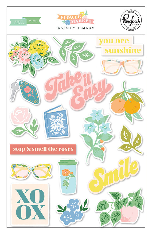 Pinkfresh Studio Flower Market PUFFY STICKER 18pc