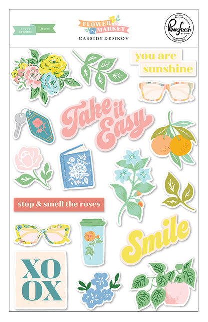 Pinkfresh Studio Flower Market PUFFY STICKER 18pc