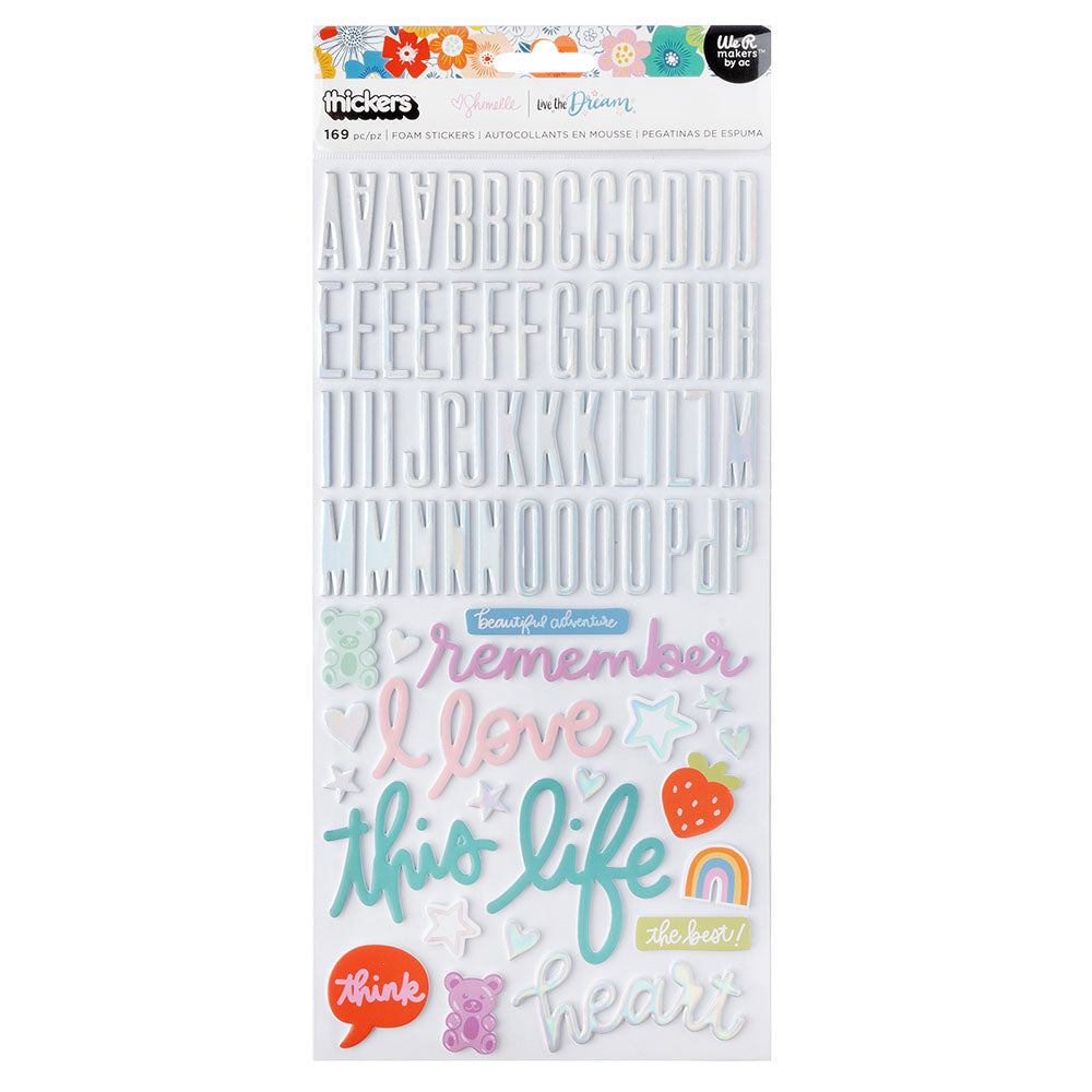 Thickers Shimelle LIVE THE DREAM Foil Foam Phrase Stickers