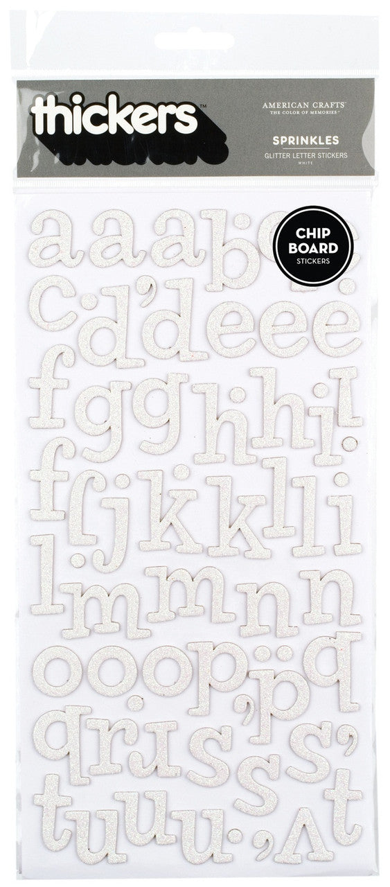 Thickers SPRINKLES WHITE Glitter Chipboard Letter Stickers