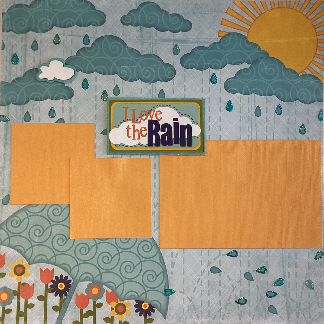 Page Kit (1) I LOVE RAIN 12x12 Scrapbook Kit