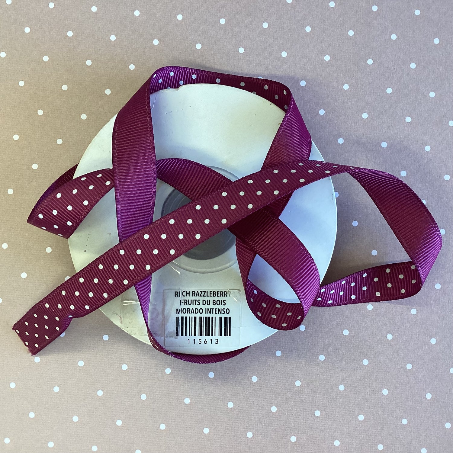 Stampin Up GROSGRAIN POLKA DOT RIBBON 1/2” 1 Yard