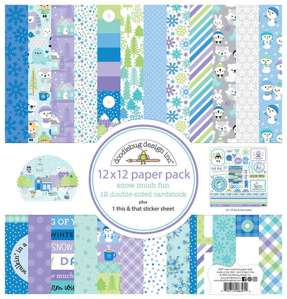 Doodlebug SNOW MUCH FUN 12X12 Paper Pack 13pc