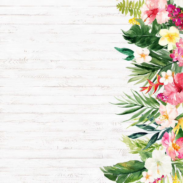 VACAY FLORAL EDGE 12"X12" Scrapbook Paper