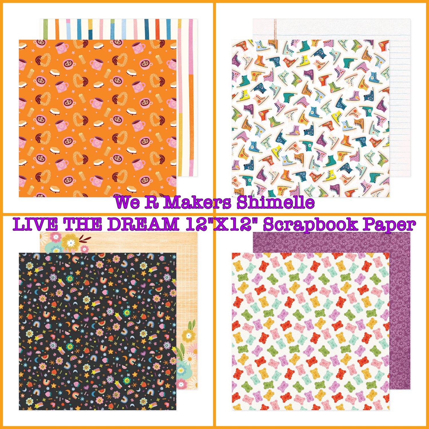 We R Makers Shimelle LIVE THE DREAM 12&quot;X12&quot; Scrapbook Paper