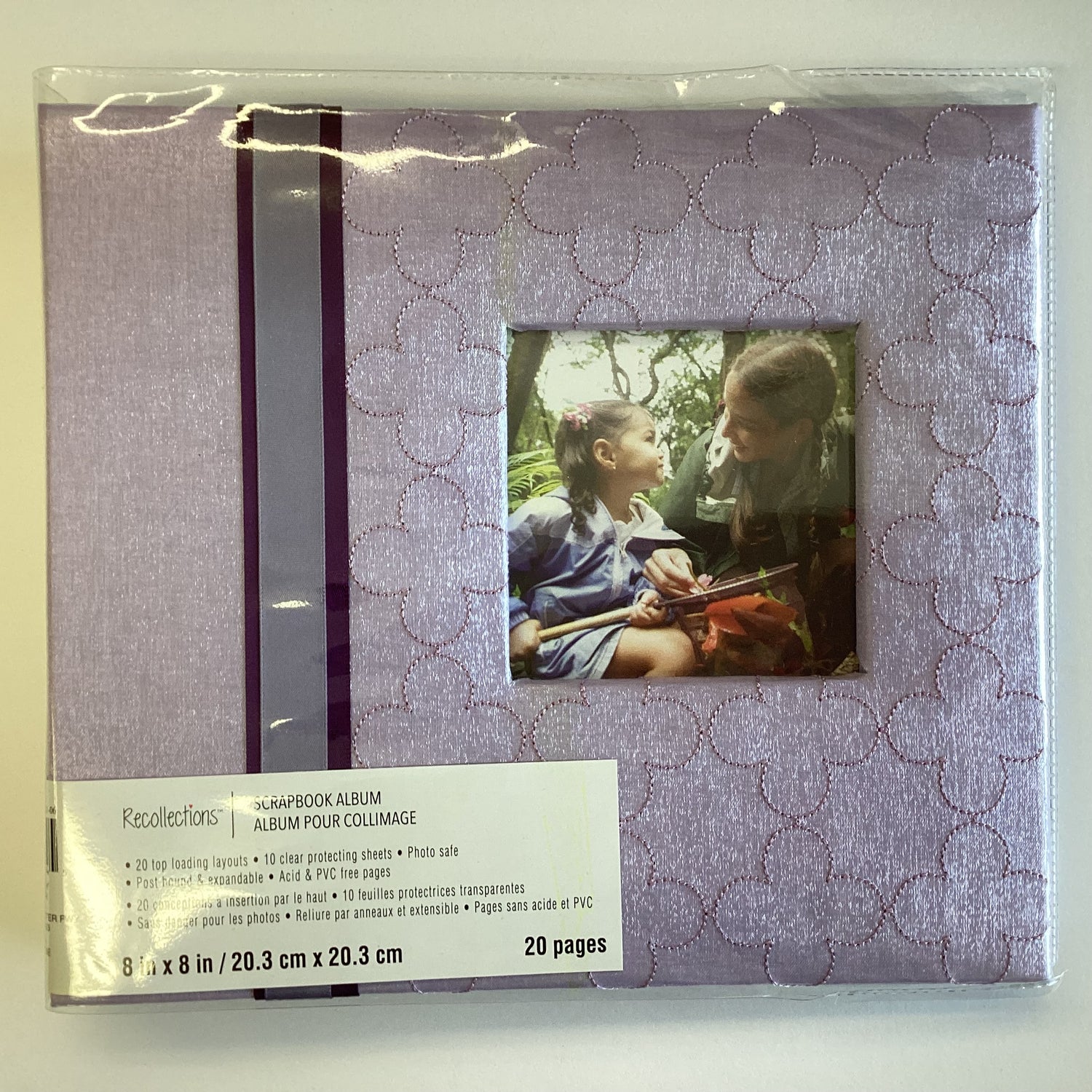 Postbound Album LAVENDER RIBBON FLOWER Frame 8&quot;X8&quot; Scrapbook Memory Book