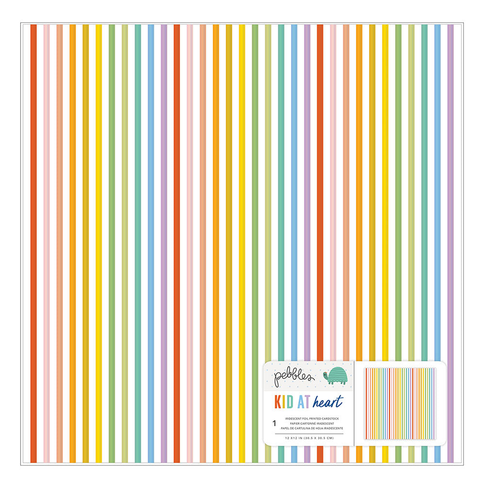 Pebbles KID AT HEART 12&quot;X12&quot; Iridescent Foil Printed Cardstock