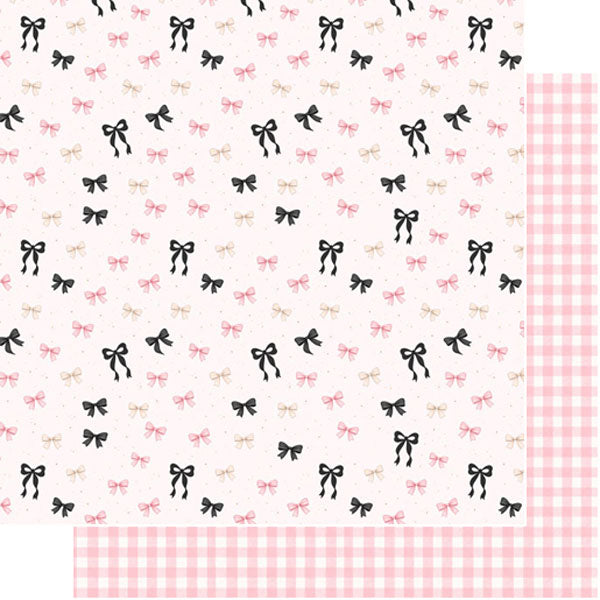 Scrapbook Customs BOWS &amp; GINGHAM 12"X12" Scrapbook Paper