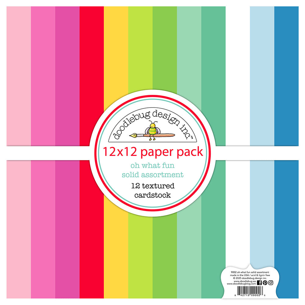 Doodlebug OH WHAT FUN 12”X12” Solid Paper Pack