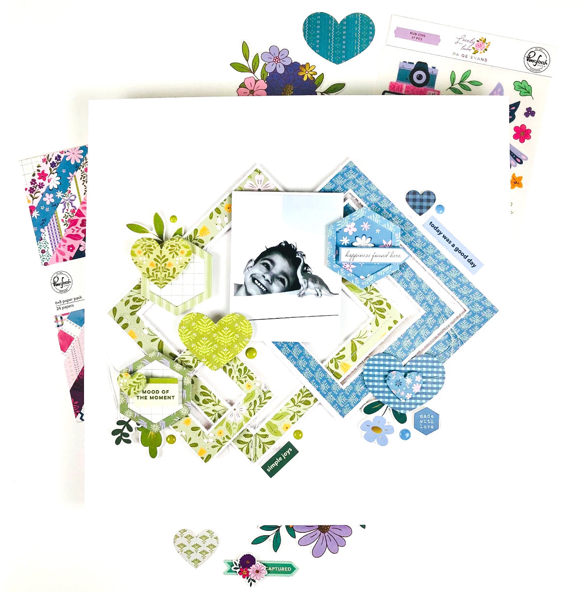 Pinkfresh Paige Evans LOVELY LANE Chipboard Stickers 34pc