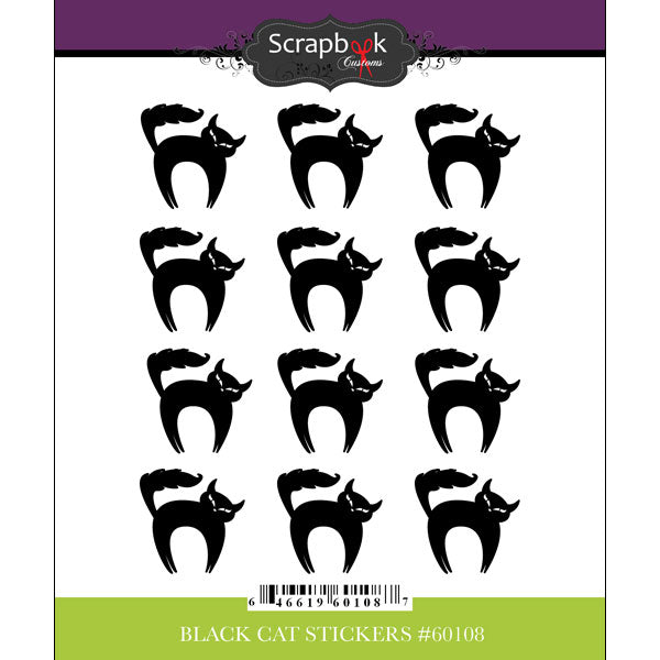 Scrapbook Customs BLACK CAT Stickers 12pc