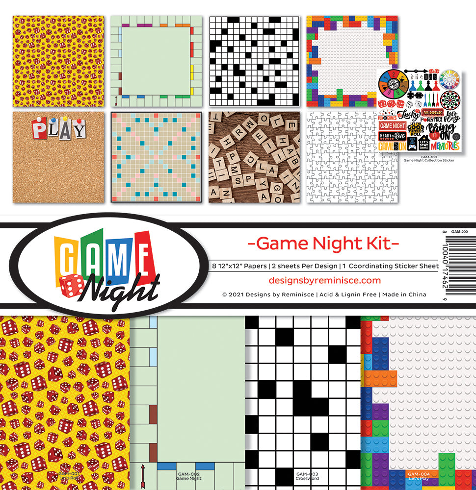 Reminisce GAME NIGHT 12&quot;X12&quot; Scrapbook Kit 9pc