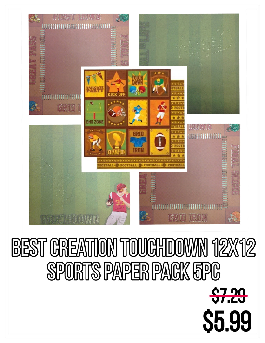 Best Creation TOUCHDOWN 12X12 Sports Paper Pack