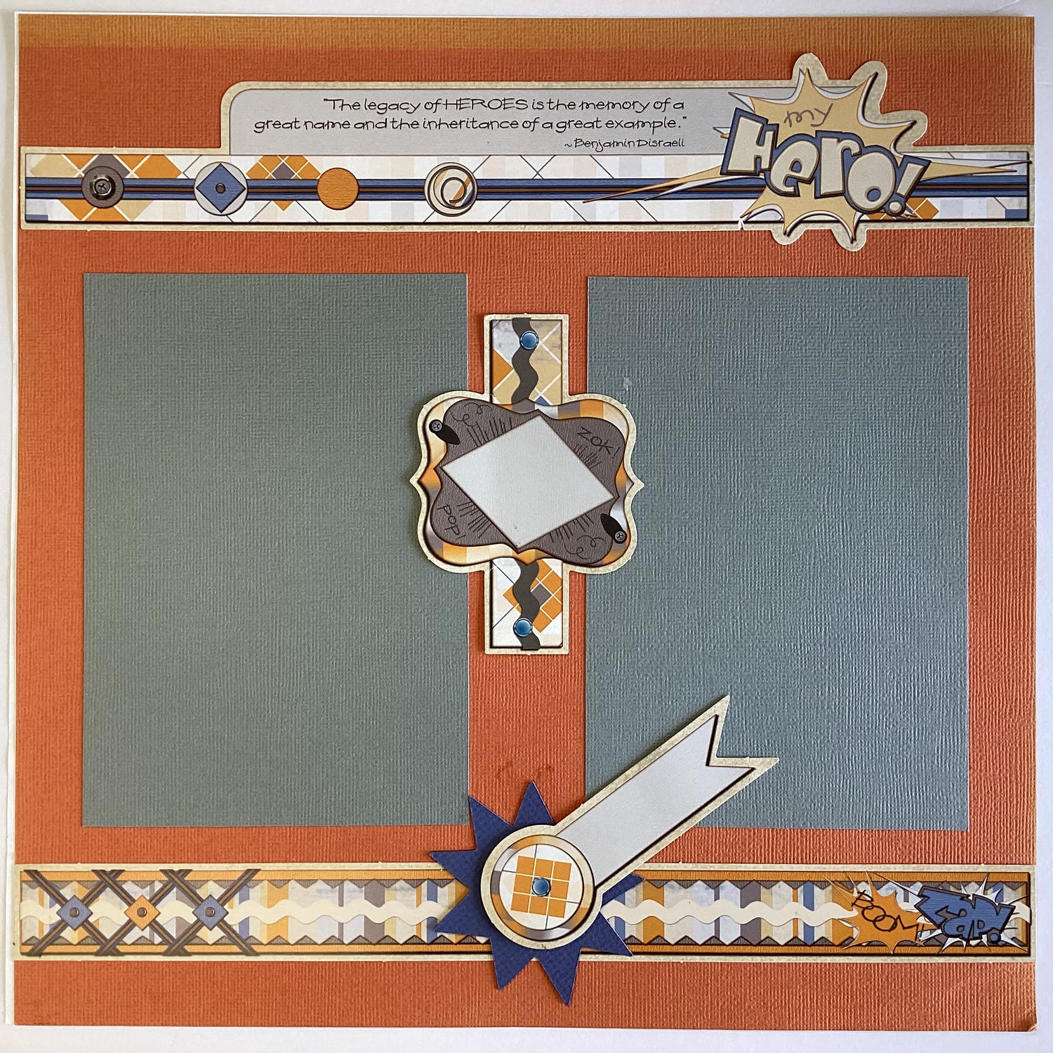 Premade Scrapbook Page MY HERO 12X12 Scrapbooksrus