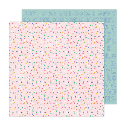 Pebbles Cool Girl PARTY DOTS 12”X12” Scrapbook Paper